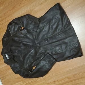 Vintage Genuine Leather Trench Coat Jacket Women Size Large Buttery Soft